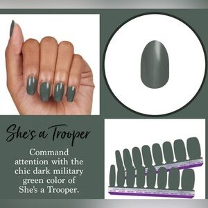 Color Street SHE’S A TROOPER Military Army Green Solid Nail Strips Set